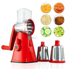 Nutrislicer 3-in 1 Kitchen Countertop Rotary Cheese Grater with Handle & Suction