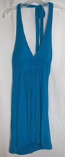 Vintage Forever 21 Bright Blue Halter Tie Sleeveless Mini Dress W/ Padding XS