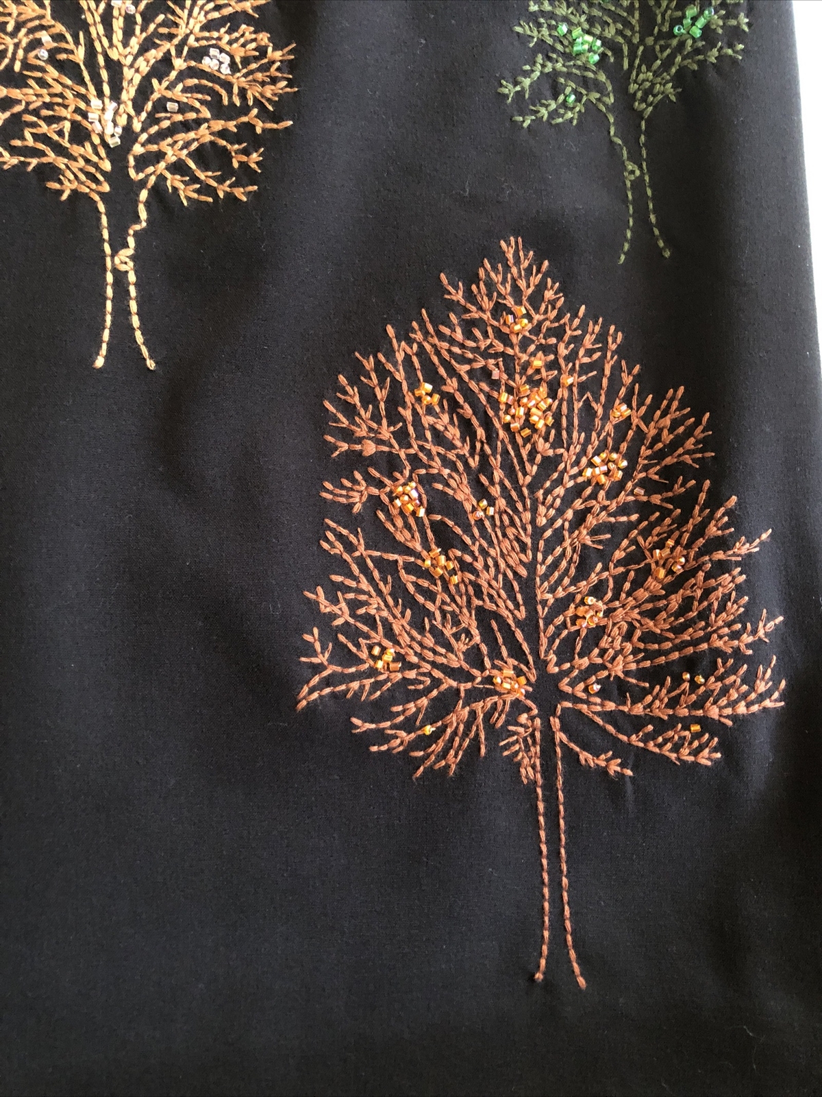 Grace Elements 8 Brown Embroidered Beaded Trees P… - image 12