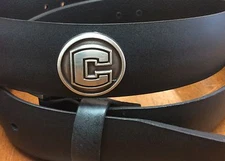 Men's Black Genuine Leather Belt with University of Connecticut Conchos 46 R+
