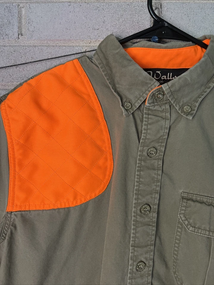 WALLS Hunting Padded Khaki/Orange Vented Mens Large Regular Shirt Vintage - Image 3 of 4