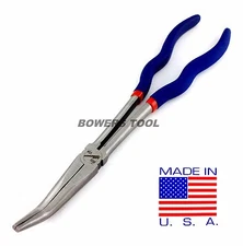 Pro America 11" Extra Long Needle Nose Pliers 45 Degree Curve Bend MADE in USA