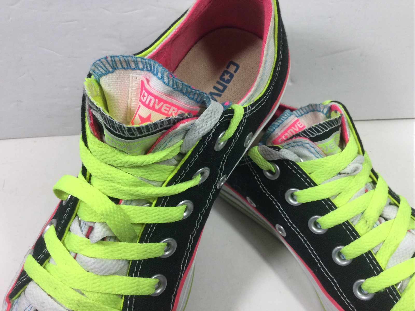 CONVERSE ALL STAR Neon Double Tongue Sneakers Sz Mens 6 / Wo 8 115520F Low Shoes thumbnail 2
