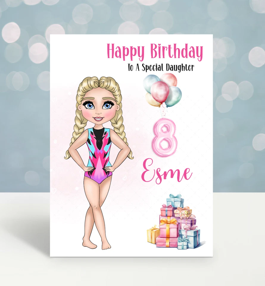 Personalised Girls Gymnastics Birthday Card Daughter Sister Friend Niece Gymnast - Image 3 of 4