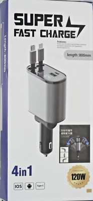 Super Fast Charge 4-in-1 retractable car charger