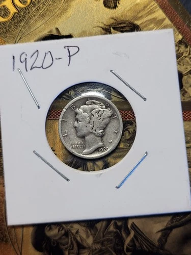 1920 P Mercury Dime 90% Silver Coin Fine Condition Free Shipping