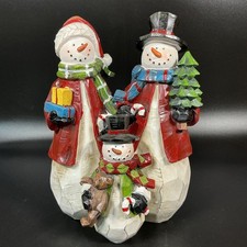 Snowman Family Table Holiday Decor Christmas Resin 9.5 Inch Tall Snow