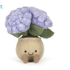 New With Label Dust Bag Jellycat Amuse Hydrangea Purple Flower Plant Soft Plush