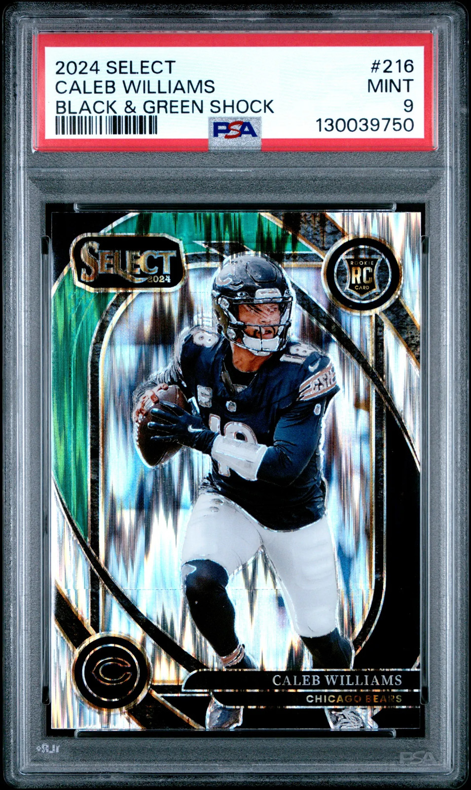 2024 Panini Select Caleb Williams #216 Black & Green Shock Club PSA 9 RC