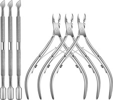 Juego de 6 pinzas y cortadores de cutículas, lima de uñas encarnadas, removedor