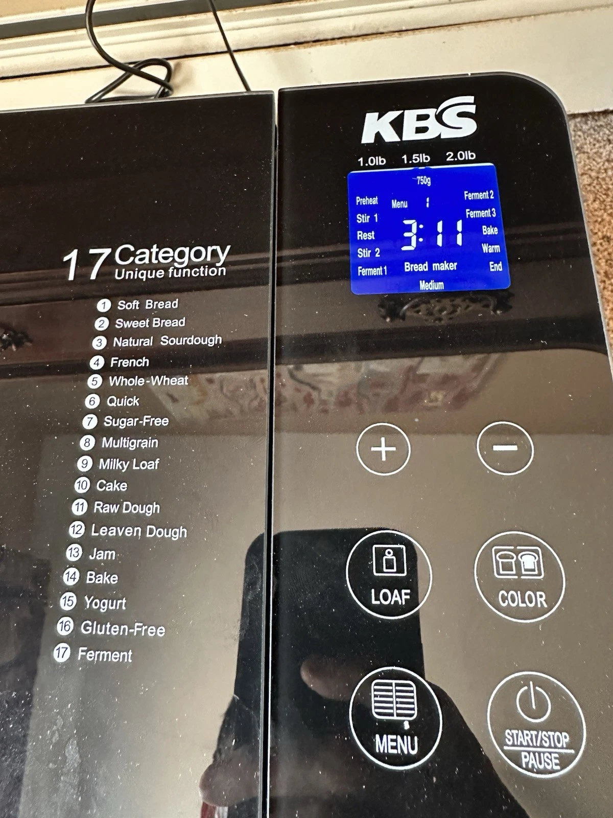 KBS 17-in-1 Bread Maker Machine MBF-011 with Dual Heaters in Black Stainless
Opens in a new window o