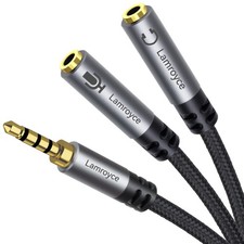 1/8 TRRS to Dual TRS Audio Splitter Cable for Headphones and Microphones
