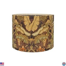 Tropical Leaf Bamboo Lampshade - Green Floral Design for Floor  Desk Lamps 11.8