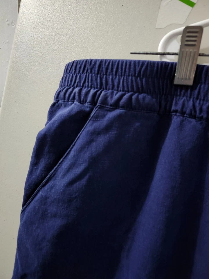 Pantalones Coldwater Creek para mujer 1X azul jersey ancho cintura elástica seda mezcla de lino Foto 4 de 4