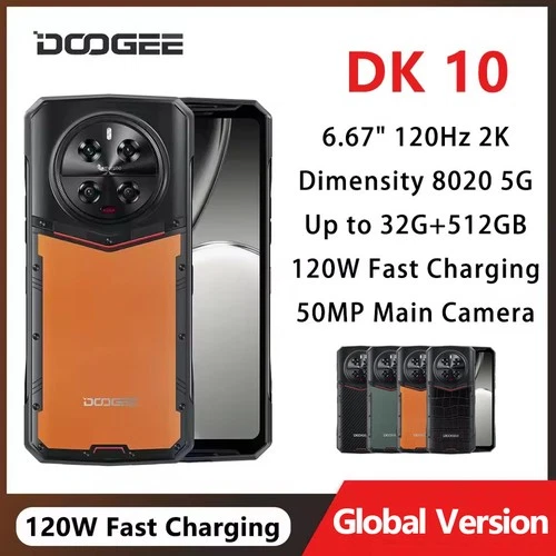 DOOGEE DK 10 Rugged 5G Smartphone 120Hz 2.5K Display 50MP Quad Camera 120W NFC