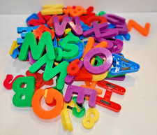 Lot of 125 magnetic Plastic Alphabet Letters and Numbers Mixed Colors Sizes