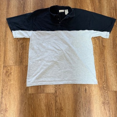 Y2K Faded Glory Mens XL Polo Shirt Black Gray Colorblock Streetwear Vintage