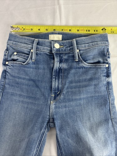 MOTHER Denim Blowing Kisses The Mid Rise Dazzler Crop Fray Jeans Women's Size 25 - Picture 11 of 13