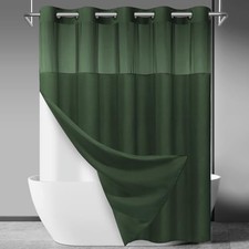 No Hook Slub Textured Shower Curtain with 71"W x 74"L Pack of 1 Dark Green