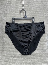 Vintage Black Second Skin Satin Bikini Brief Hi Cut Shiny Sissy Panties Black 2X