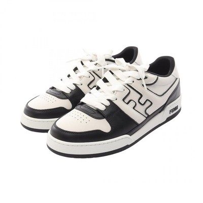 FENDI MATCH Sneakers 7E1643AOMNF0E7C9 Leder Weiß Schwarz NEU Herren Größe 9
