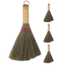 4 Pcs Handmade Broom Straw Desktop Cleaning Small Bed Whisk Brush