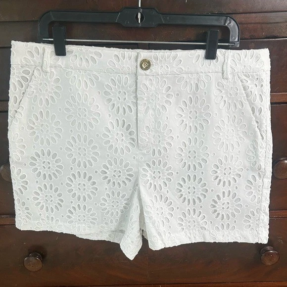 Lilly Pulitzer Gretchen Highrise 5" Blanco Ojales Floral Encaje Corto 14 Preppy Nuevo con Etiquetas Foto 4 de 4