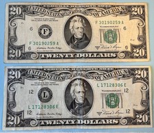 Two 1981-A 20 Federal Reserve Notes F L - See Full Description
