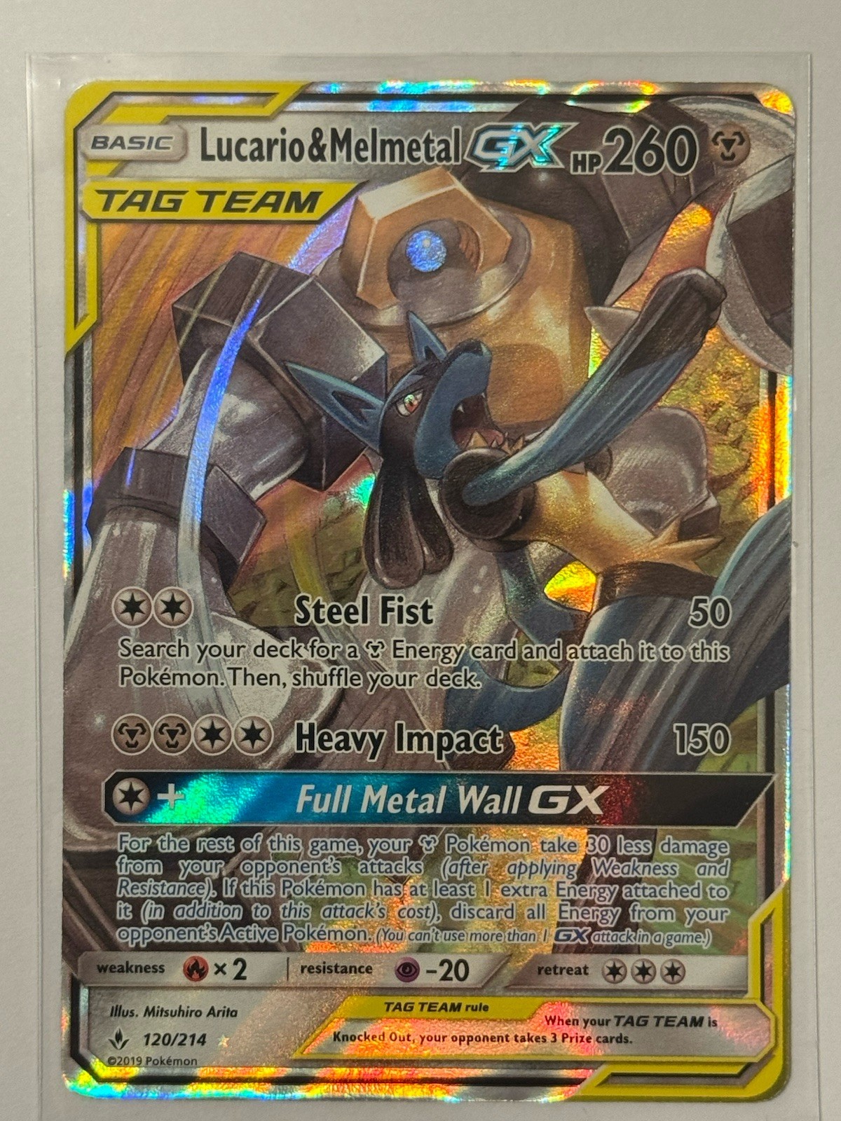 Pokémon Lucario & Melmetal GX TAG TEAM Holo SM-Unbroken Bonds 120/214