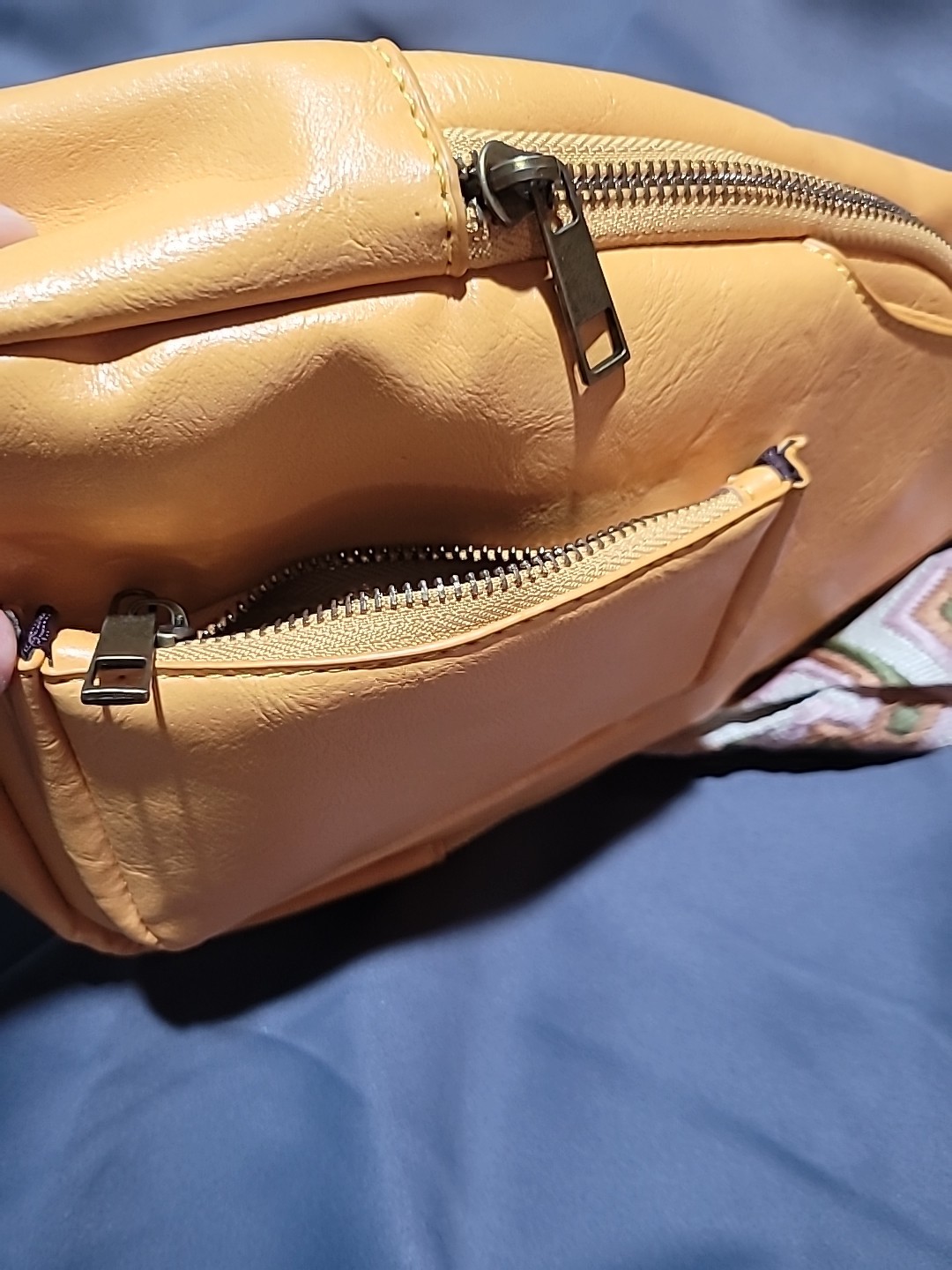 Yellow Sling Bag with Adjustable Patterned Strap … - image 3