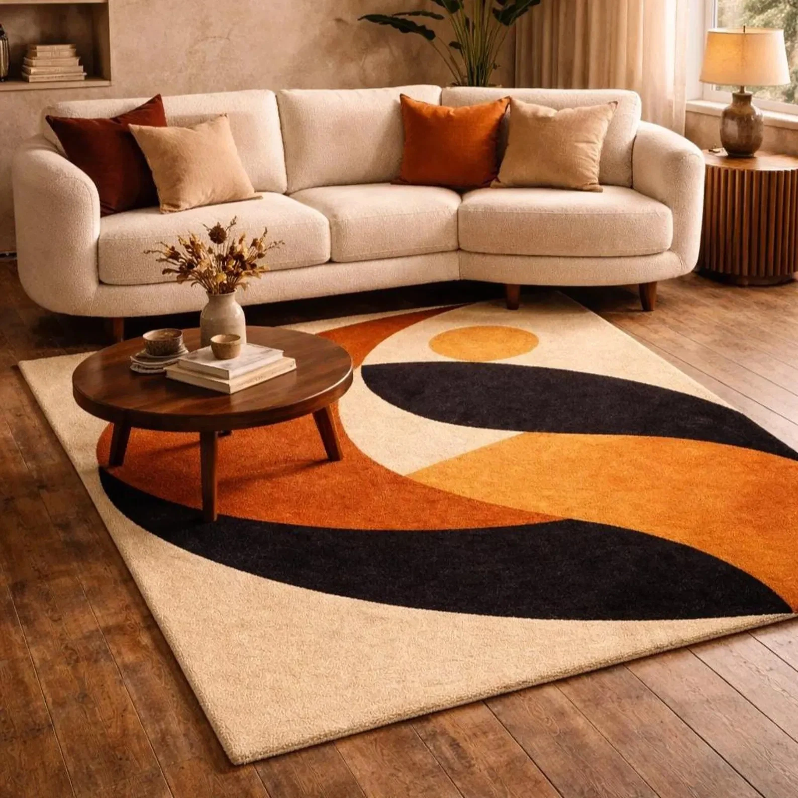 Hand-Tufted Modern Abstract Area Rug | Earth Tone Geometric Wool | Luxury Carpet
