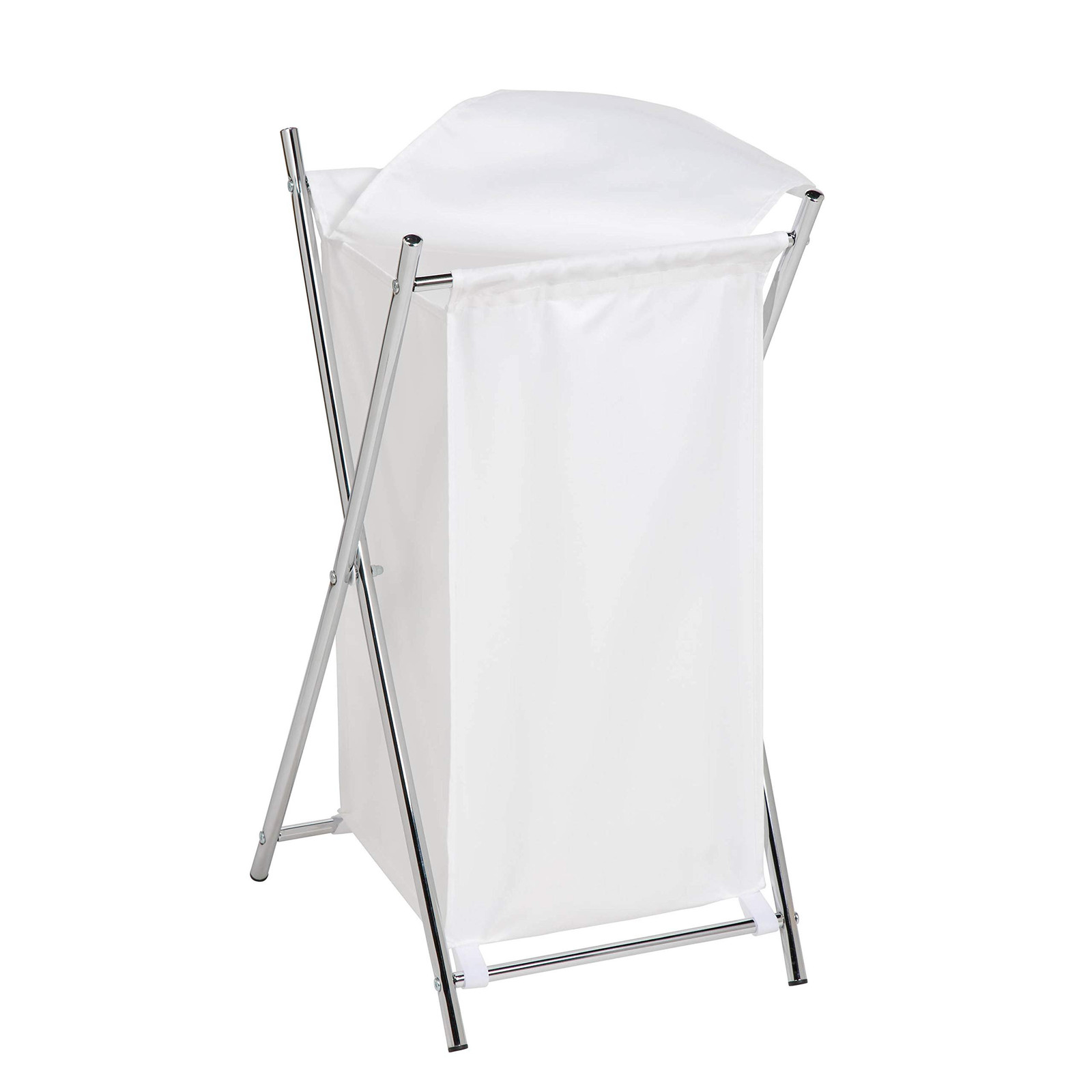 Chrome Frame White Single Sorter Laundry Hamper by Honey-Can-Do HMP-01126  