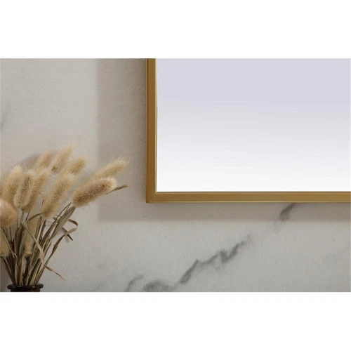 Elegant Decor Blaire 40x38" Arch Modern MDF Wood/Iron Mirror in Brass - Picture 5 of 9
