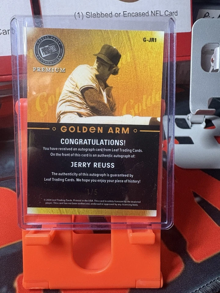 2024 Leaf Press Pass Premium Brazo Dorado Jerry Reuss #G-JR1 Prisma Púrpura/5 (AU) Foto 2 de 3