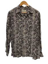 WACKO MARIA Python Hawaiian Shirt, Size L, Type-3, Collar Stain, Rayon, Gray