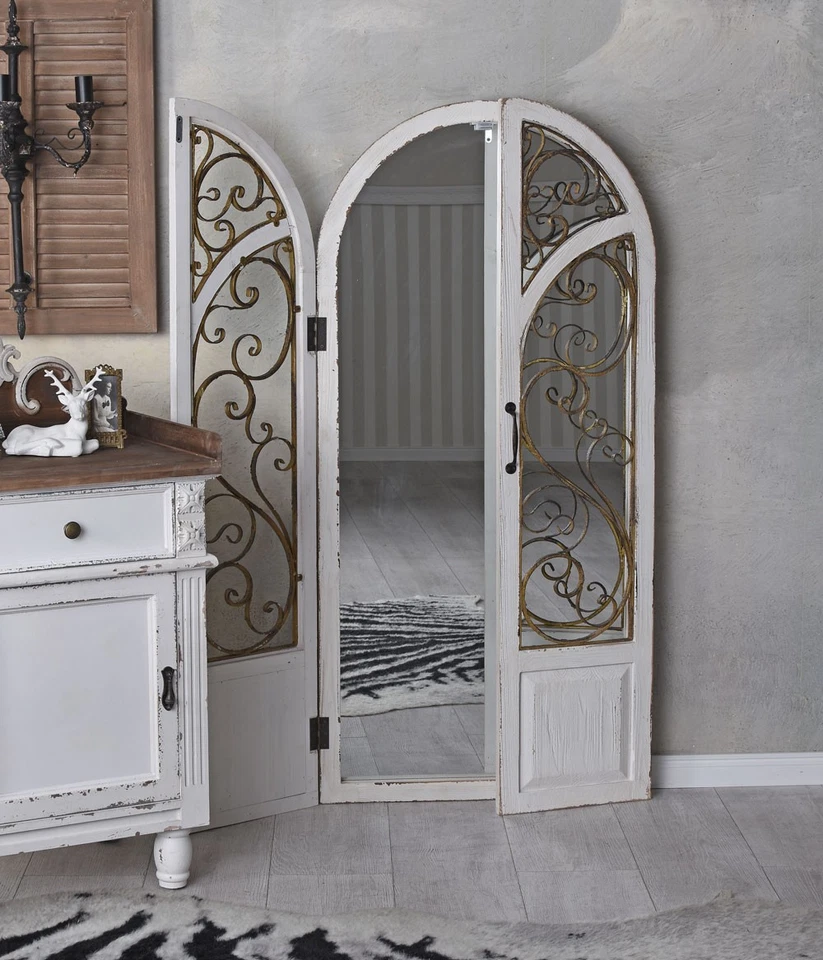 XXL Fensterspiegel Shabby Chic Spiegel Fensterläden Antik Wandspiegel 126cm - Bild 2 von 4