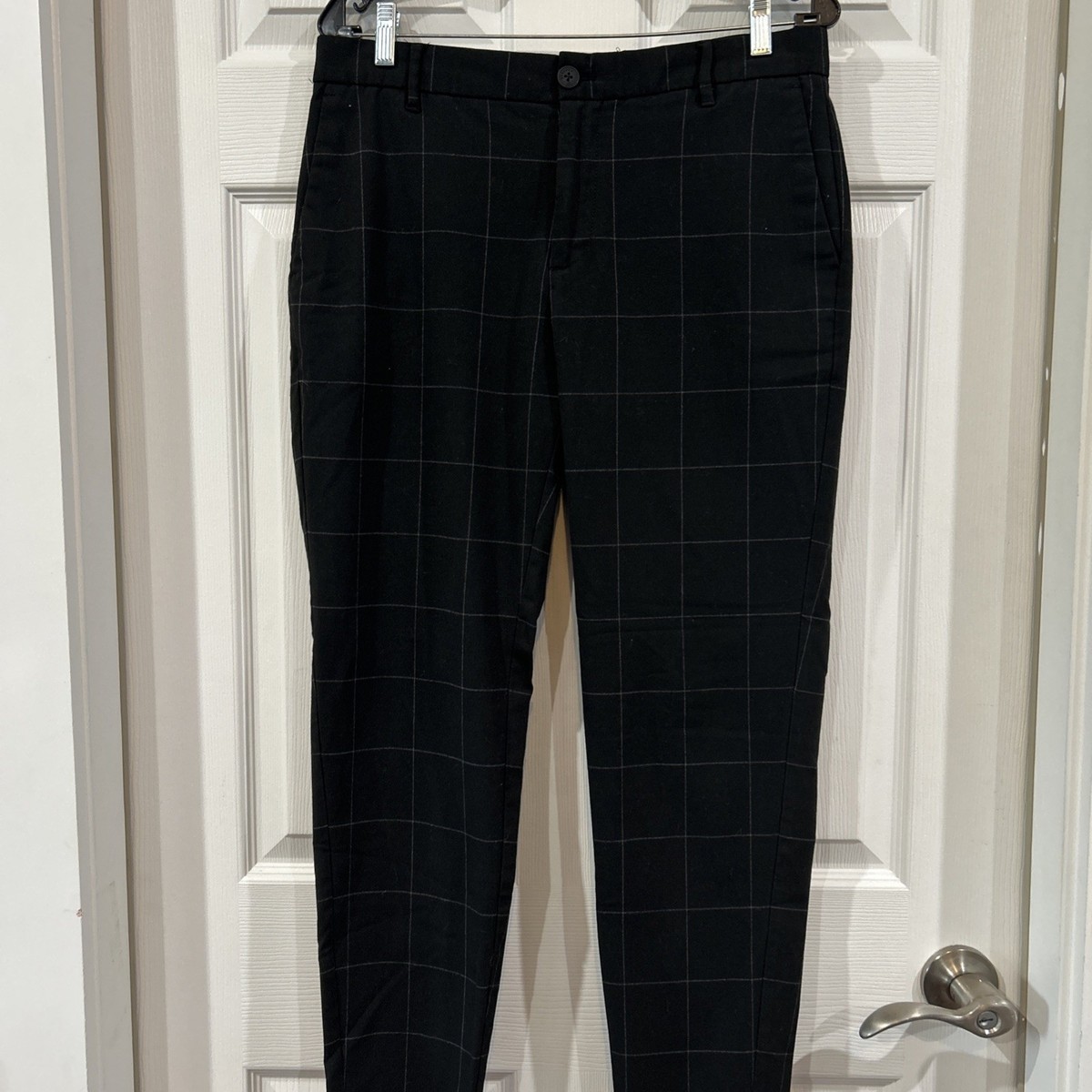 Bershka Asos Skinny Cropped Fit Black Grid Check Pants Men's 32
