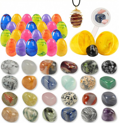 24 Pack Gem Filled Prefilled Easter Eggs, Gemstones Party Favors for Kids Prize