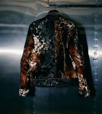 Men's Real Cowhide Leather Jacket Hair-On Fur Natural Cow Skin