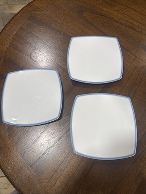 Set Of 3 Studio Nova Accent Blue Square Salad Plates 8 1/4 