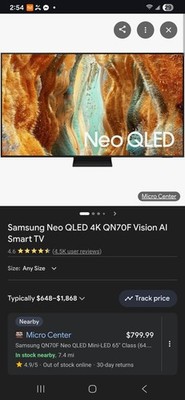 Samsung 65'' Class Neo QLED 4K QN90F Vision AI Smart TV (2025)