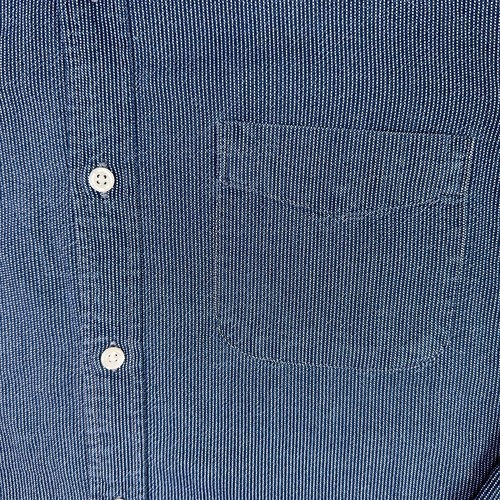 J.Crew Brushed Flex Oxford Button Up Shirt Mens L Blue Indigo Railroad Stripe - Picture 5 of 9