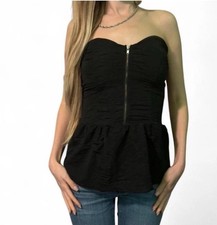 Y2K Whimsigoth style Bustier Corset Peplum Top Zip Up Small Fairy Grunge