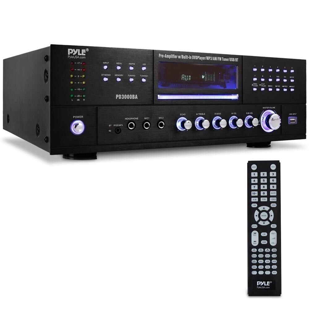Pyle Bluetooth Home Theater Amplifier Receiver w/ Multimedia Disc Player, 3000 W