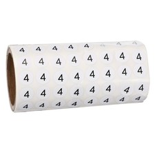 0.4" Small Round Number Stickers Roll, 1000 Pcs Circle Labels, Black Number 4