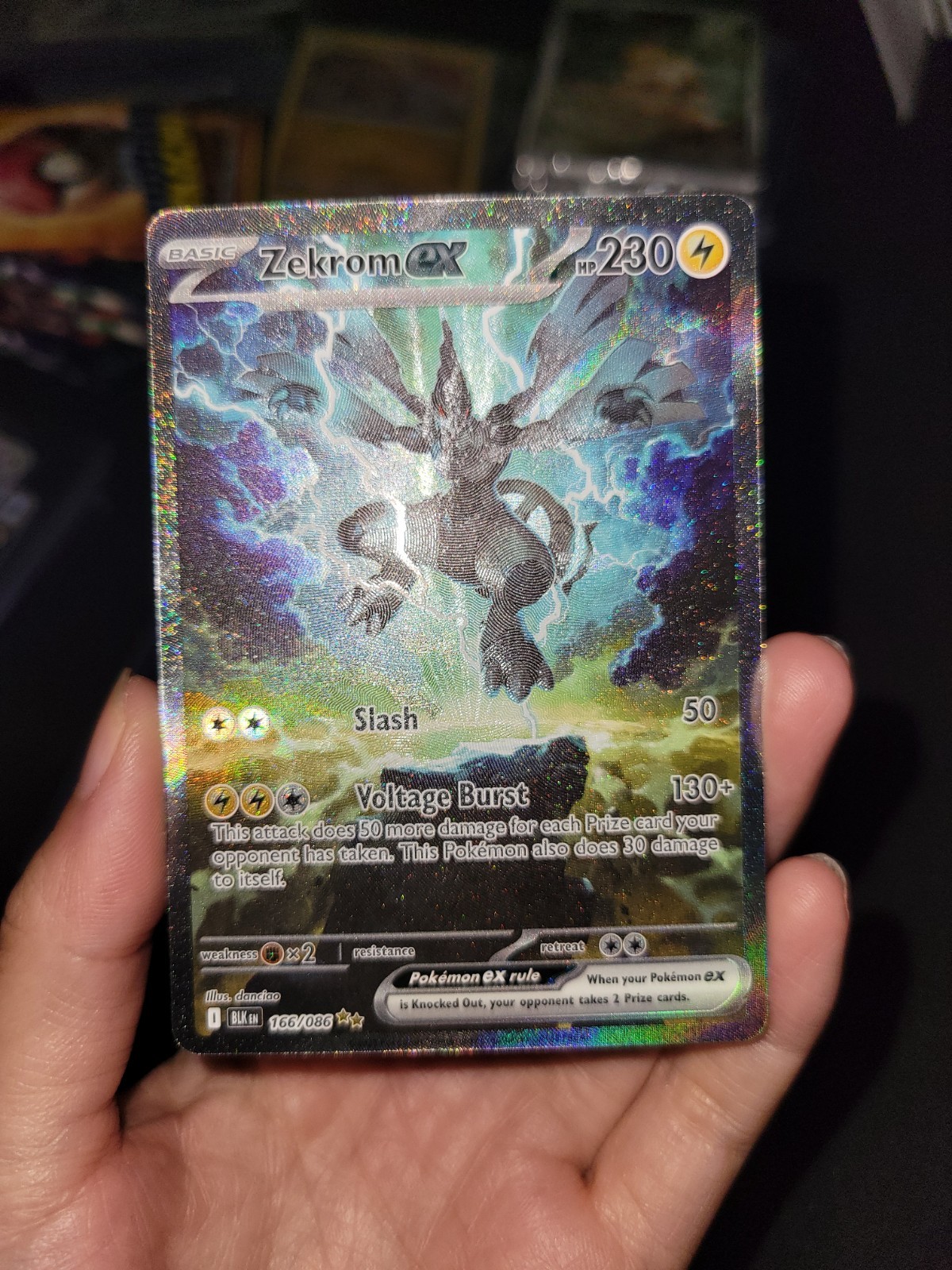 Pokémon TCG Zekrom ex 166/086 Sv: Black Bolt SIR Full Art Holo English 230HP