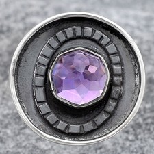 Faceted Natural Amethyst 925 Sterling Silver Ring s.8 Jewelry R-1080