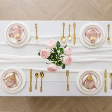 Chiffon Table Runner 12 Pack 14x108 inch Ivory Sheer Fabric for Weddings