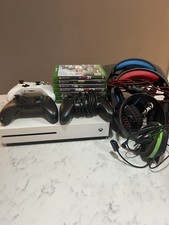 Microsoft Xbox One S White Console Bundle 3 Controllers 3 Headsets 6 Games