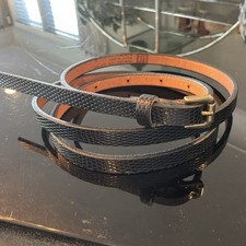 GAP Skinny Black Genuine Leather Snakeskin Embossed Belt Womens Small 39  